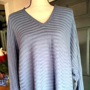 Very soft blue sweater with open v back..never worn